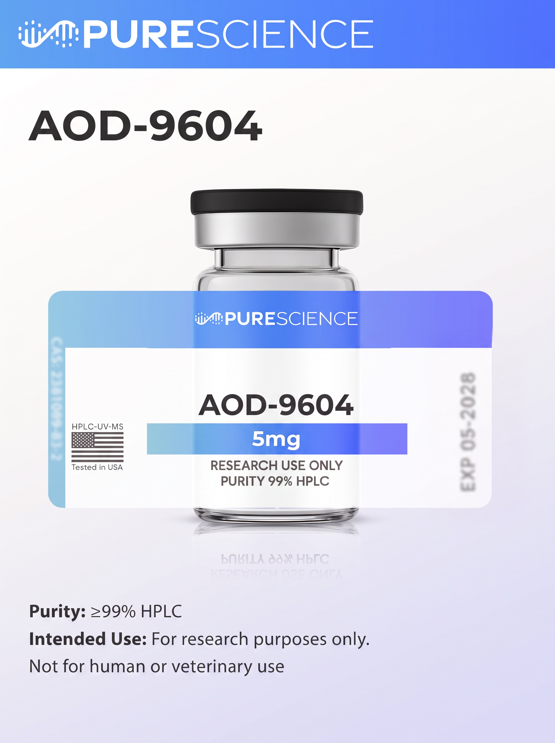 AOD-9604 research vial, research use only