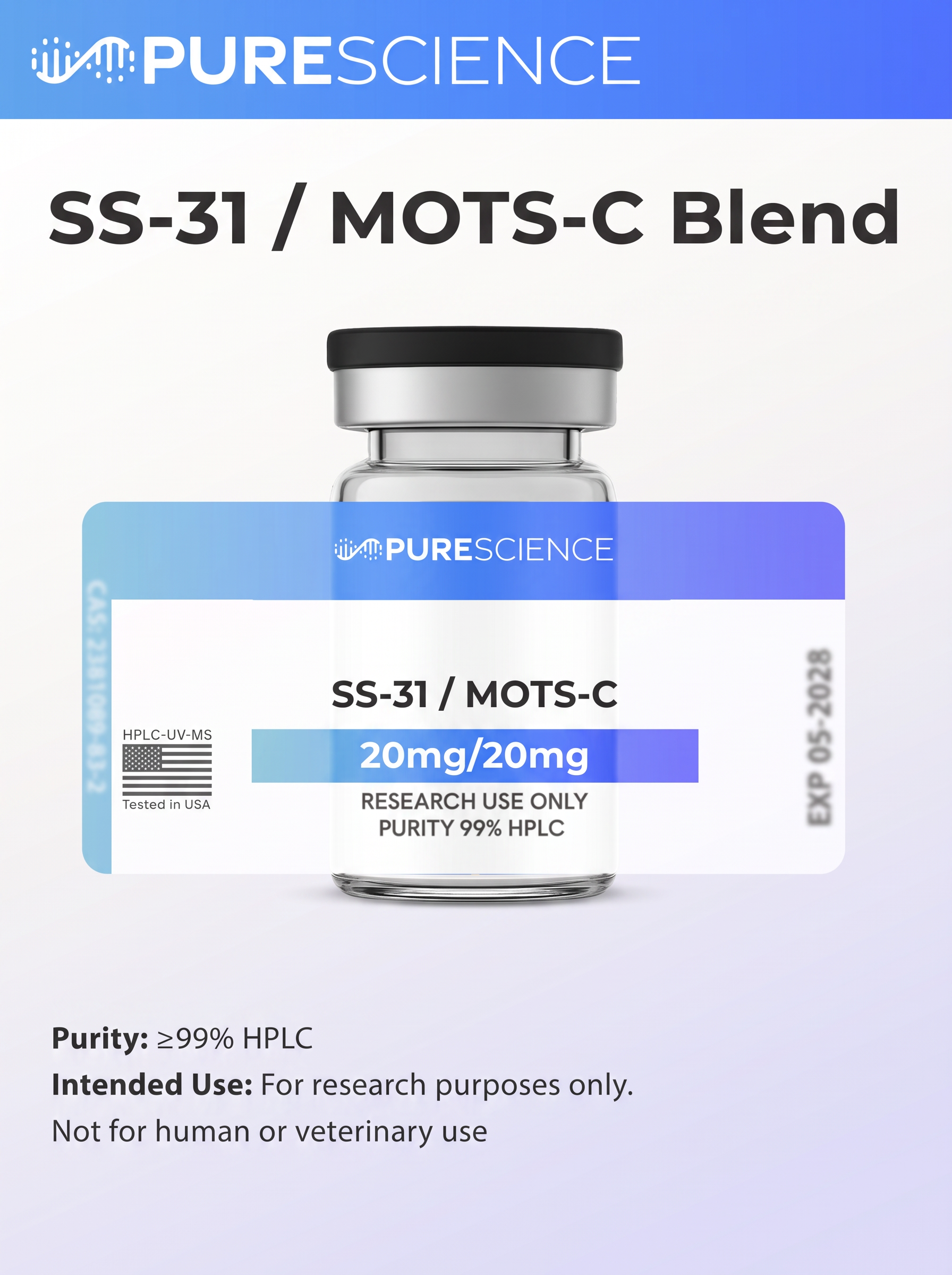 SS-31 / MOTS-C Blend research vial, research use only