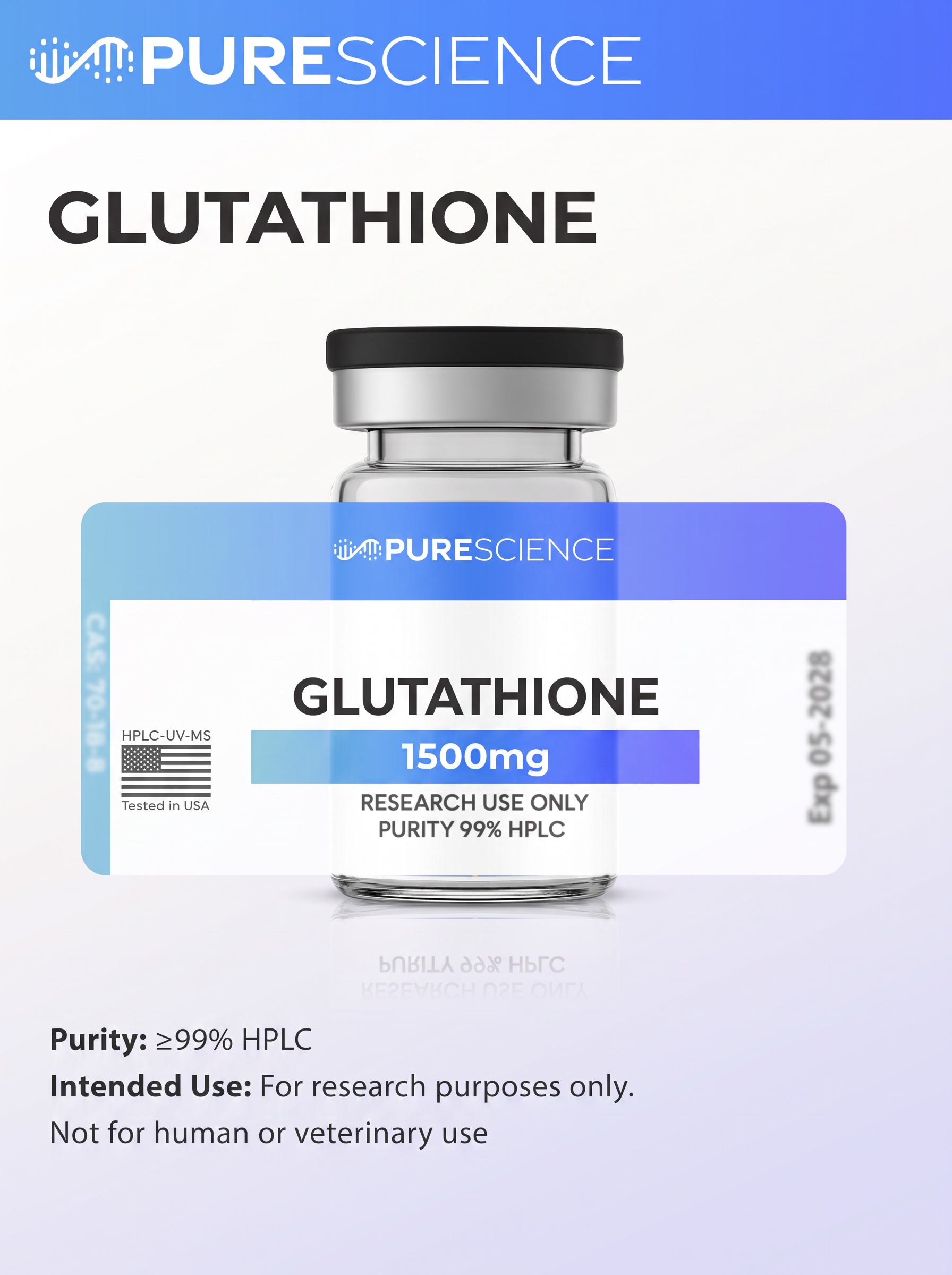 Glutathione research vial, research use only