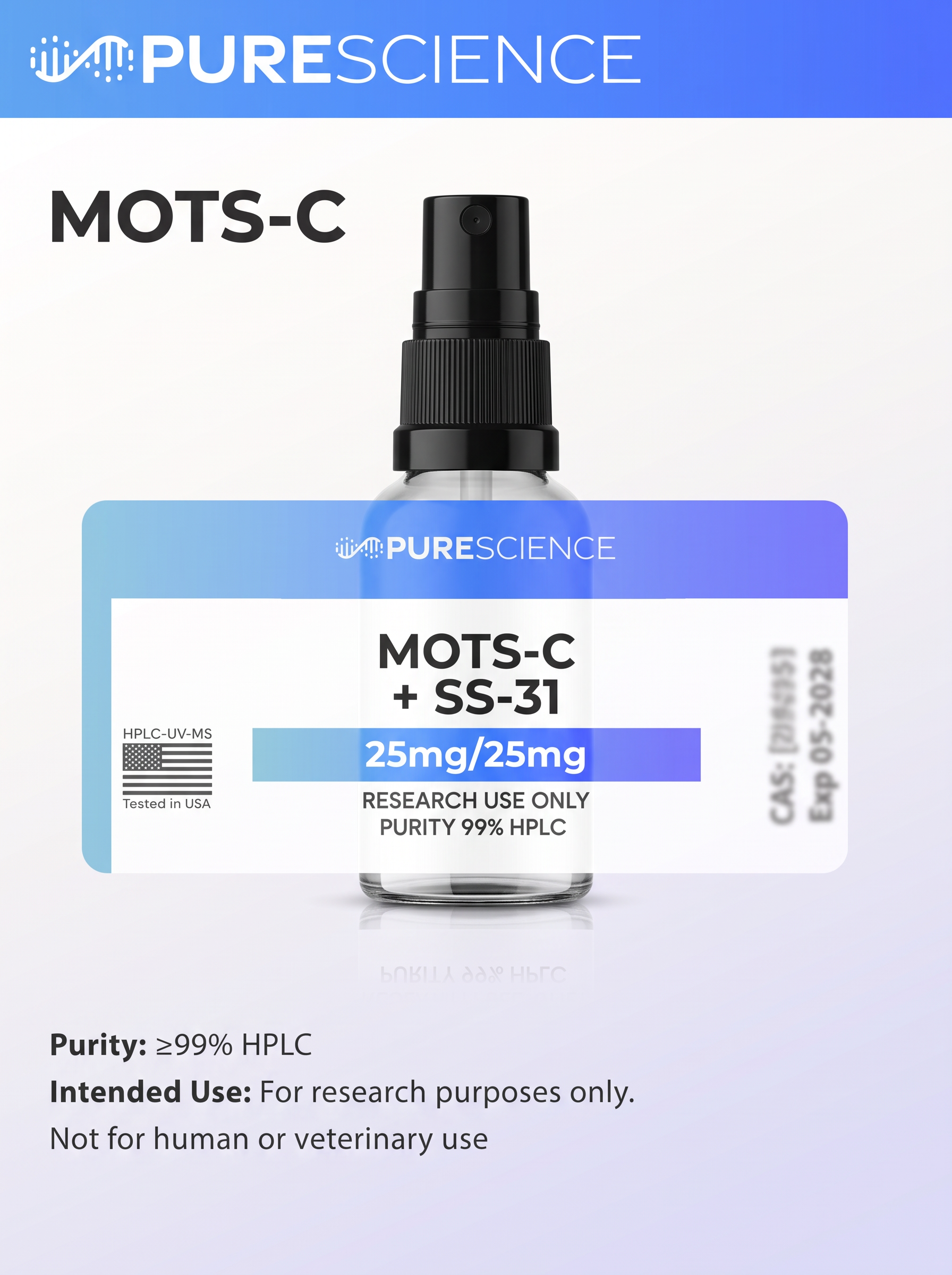 MOTS-C + SS-31 Oral Spray research vial, research use only