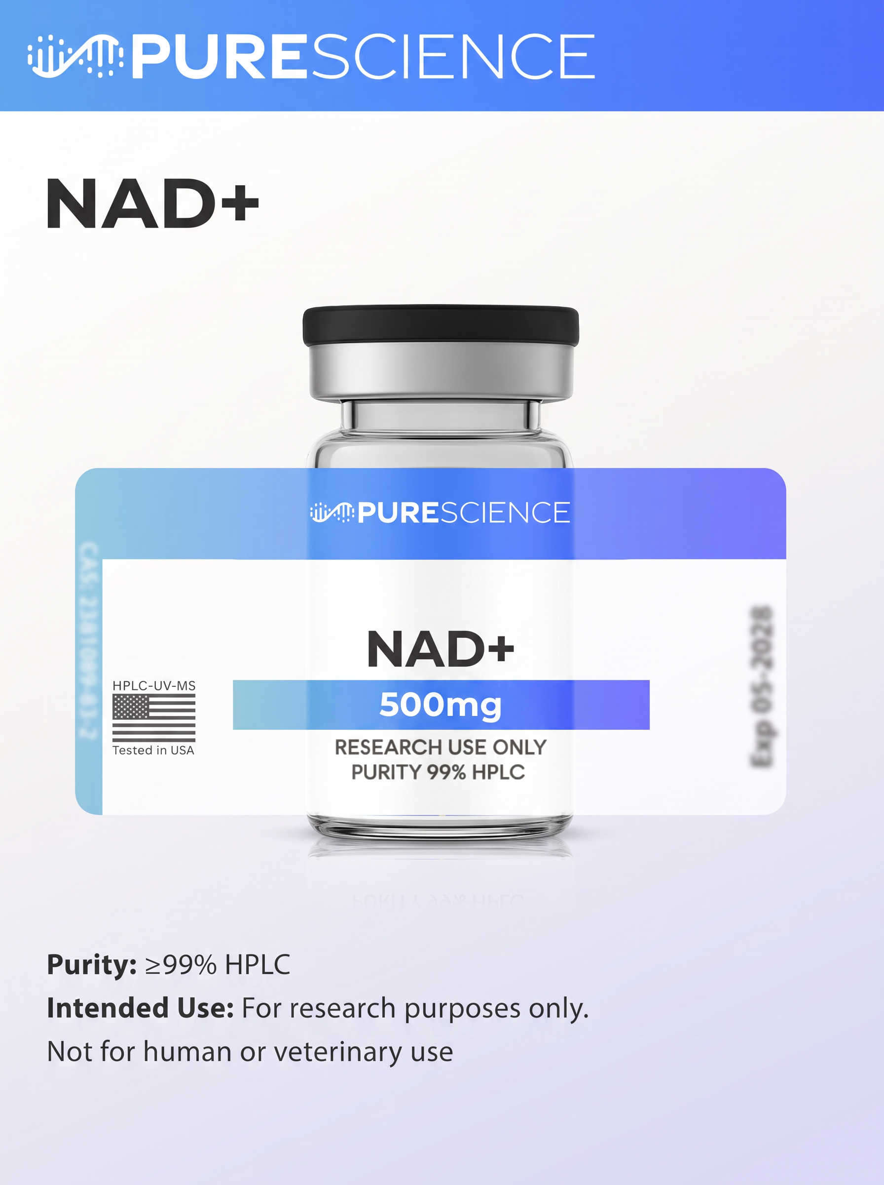 NAD+ research vial, research use only