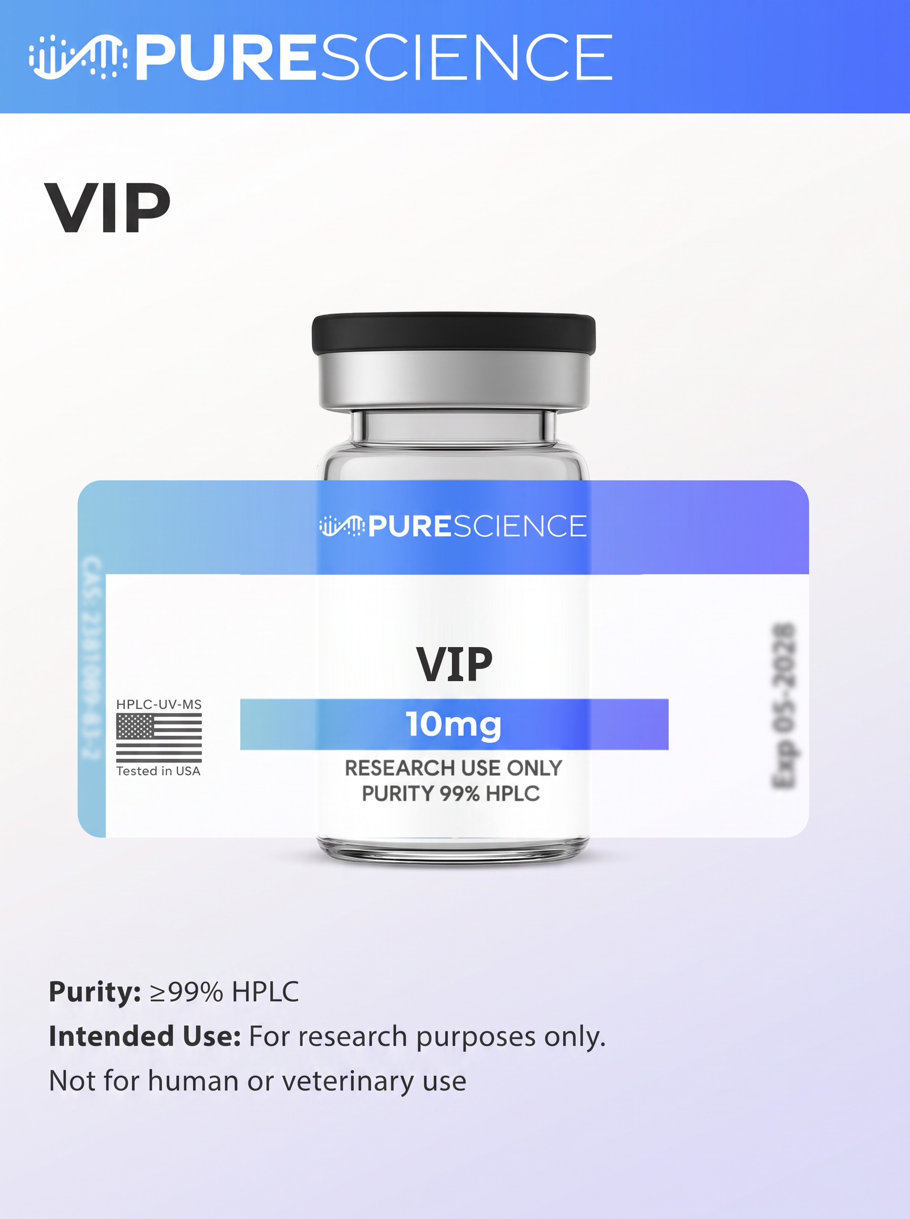 VIP research vial, research use only