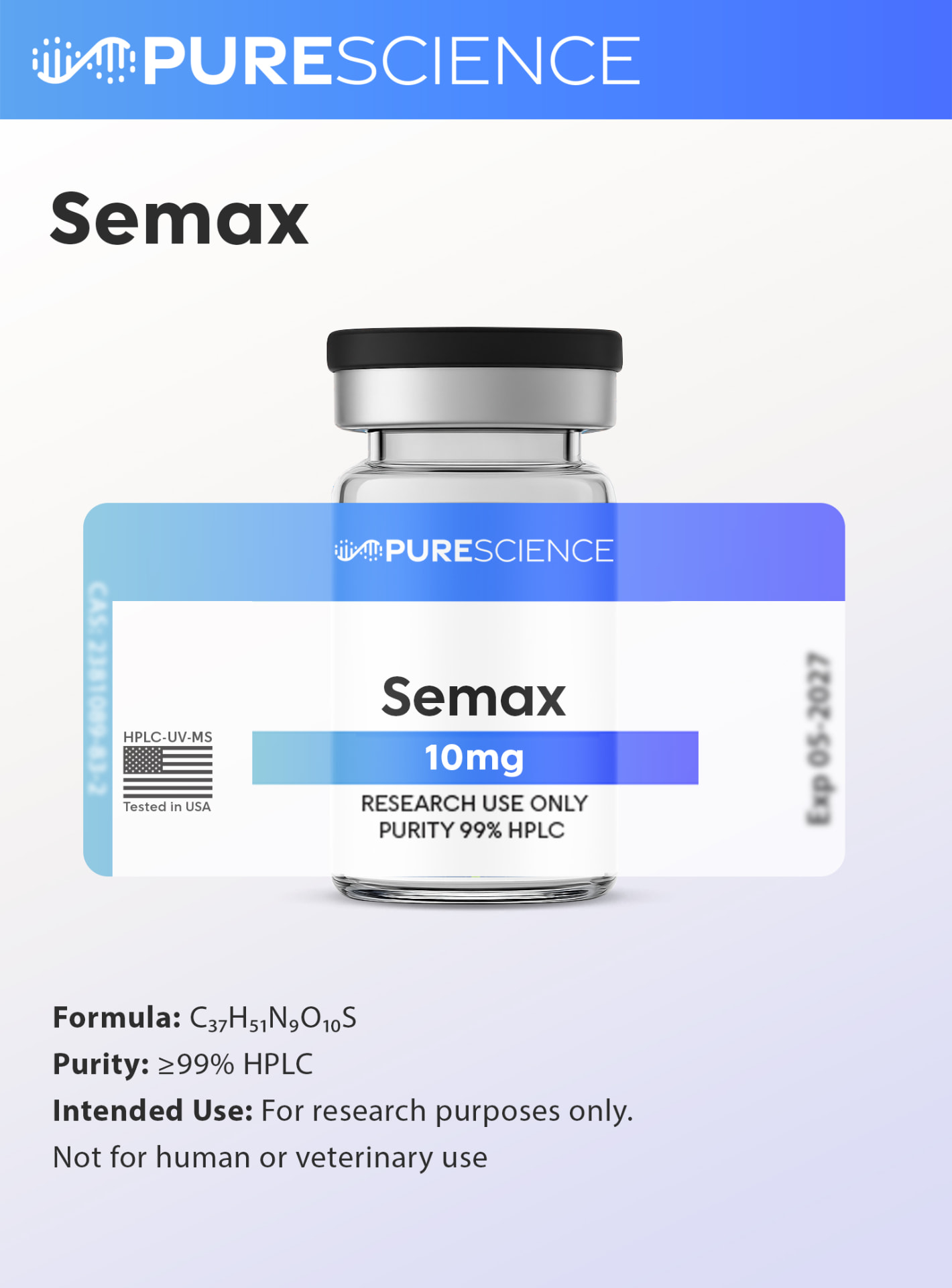 Semax research vial, research use only